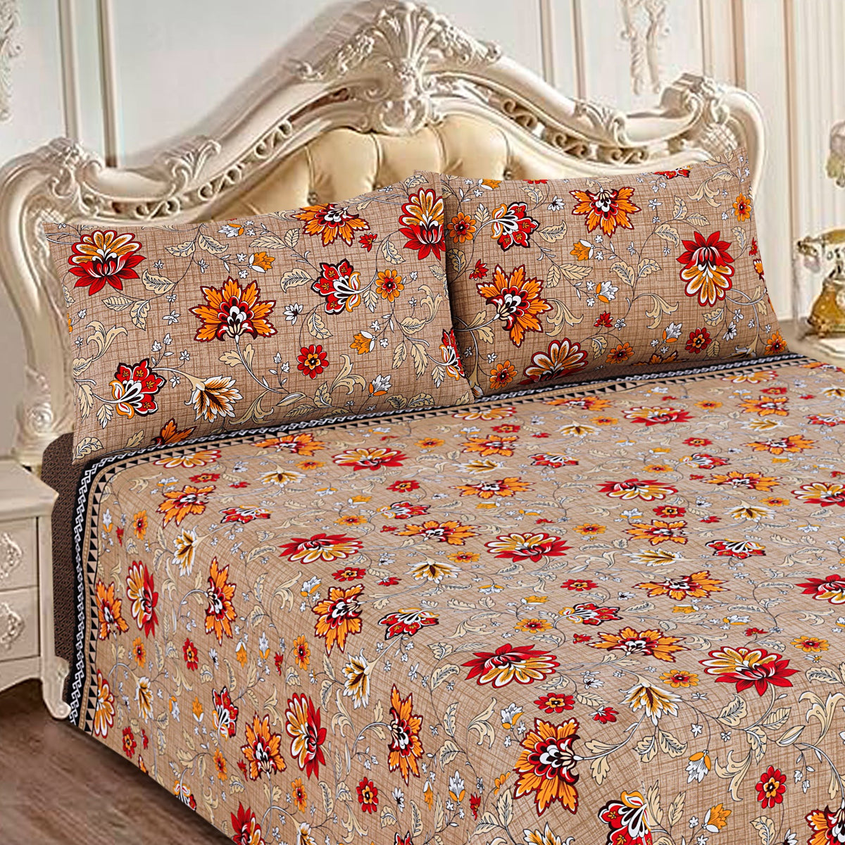 Luvoza Cotton Bed Sheet - King - 3pcs - CSB373