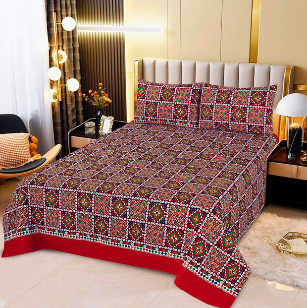 Luvoza Cotton Bed Sheet - King - 3pcs - CSB379