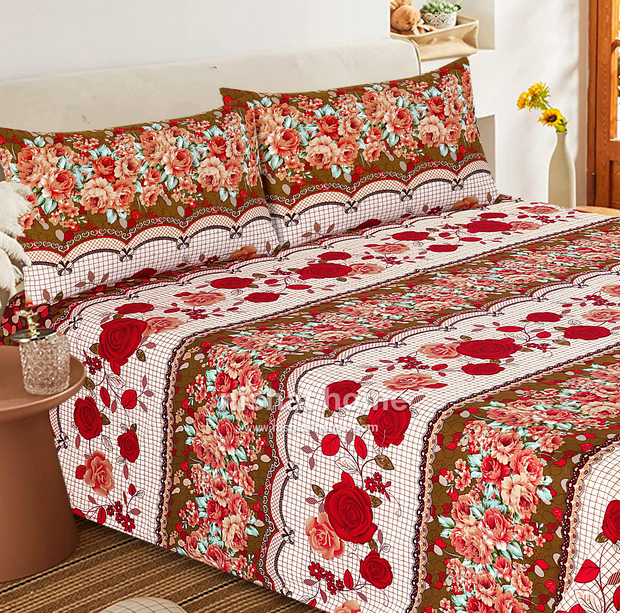 Luvoza Cotton Bed Sheet - King - 3pcs - CSB389