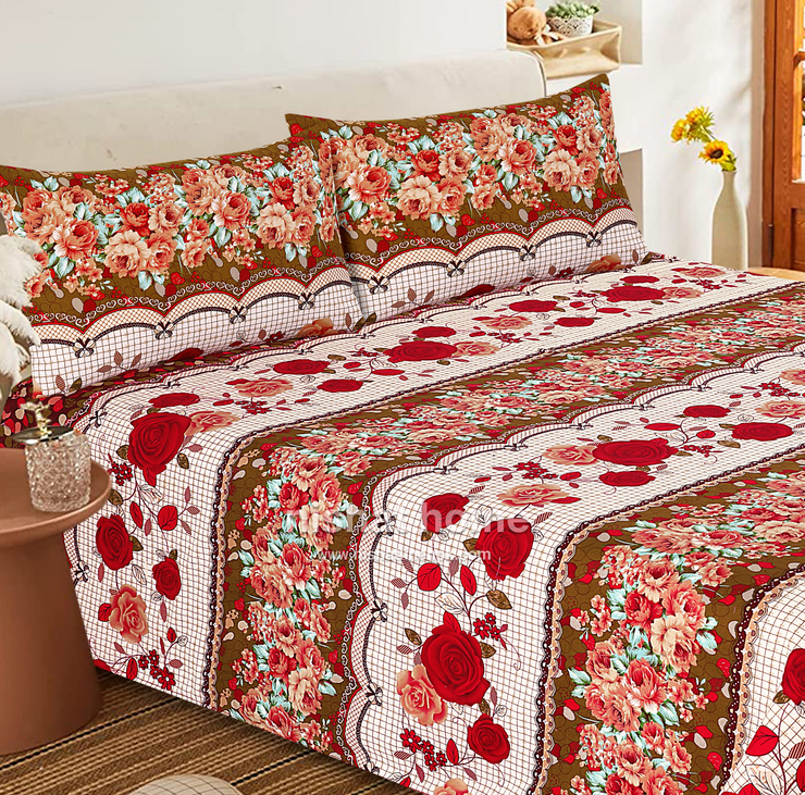 Luvoza Cotton Bed Sheet - King - 3pcs - CSB389