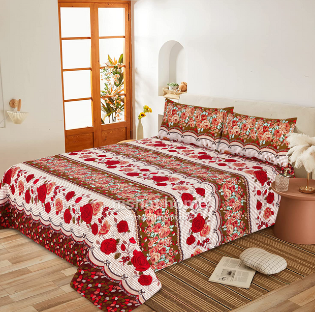 Luvoza Cotton Bed Sheet - King - 3pcs - CSB389