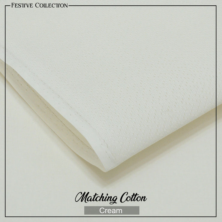 Naqsh Festive Hard Cotton - 2pcs - Cream - FHC02