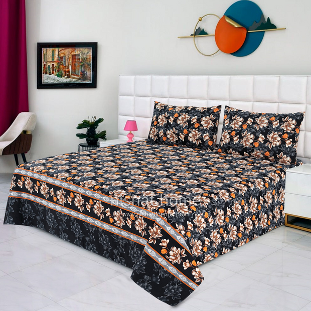 Luvoza Cotton Bed Sheet - King - 3pcs - CSB385