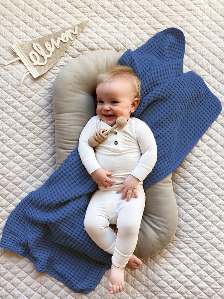 Baby Waffle Weave Blanket - Navy- BWB08
