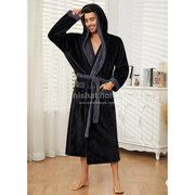 Unisex Cotton Bath Robe - Black- UBR07