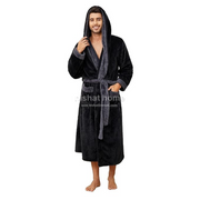 Unisex Cotton Bath Robe - Black- UBR07