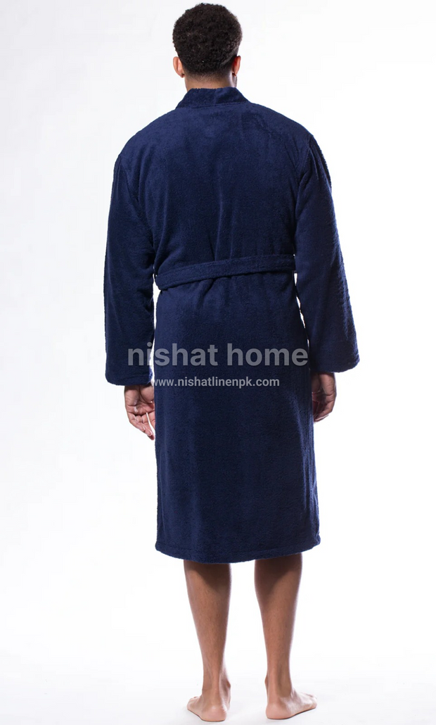 Unisex Cotton Bath Robe - Navy- UBR06