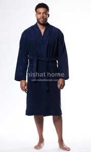 Unisex Cotton Bath Robe - Navy- UBR06