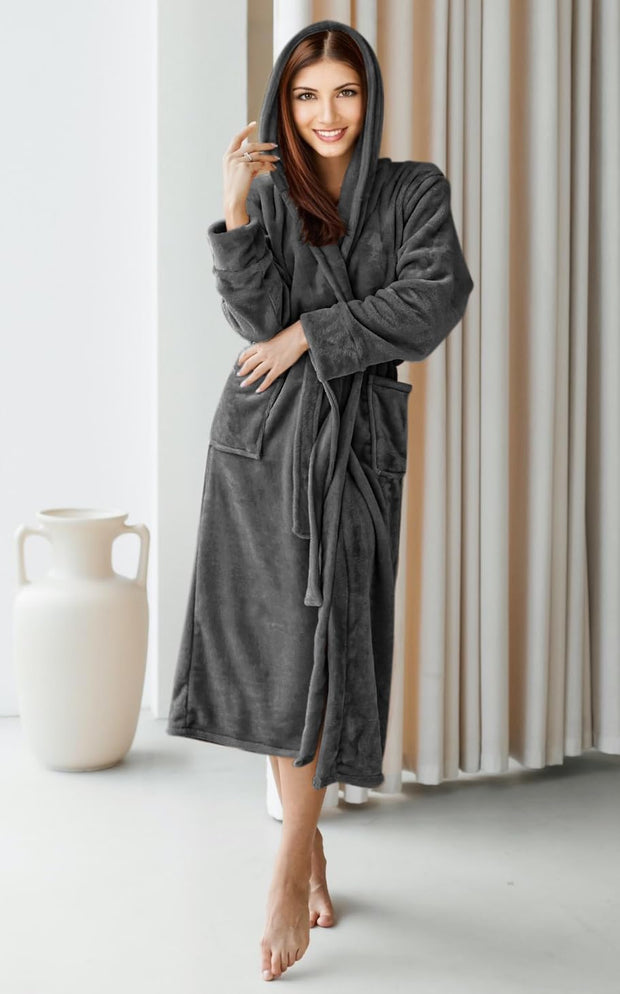 Luxury Unisex Fleece Bath Robe - Gray - UBR03
