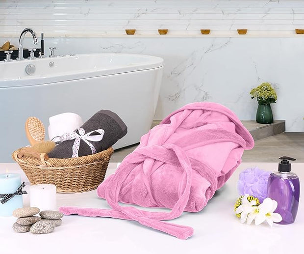 Luxury Unisex Fleece Bath Robe - Pink - UBR04
