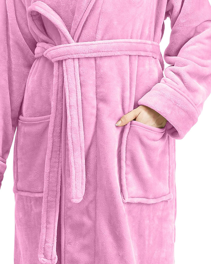 Luxury Unisex Fleece Bath Robe - Pink - UBR04
