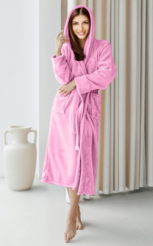 Luxury Unisex Fleece Bath Robe - Pink - UBR04