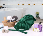 Luxury Unisex Fleece Bath Robe with Slippers - Emerald - UBR05