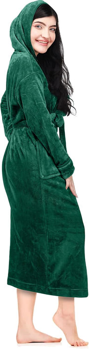 Luxury Unisex Fleece Bath Robe with Slippers - Emerald - UBR05