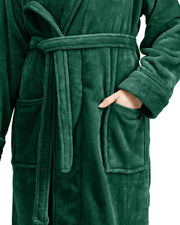 Luxury Unisex Fleece Bath Robe with Slippers - Emerald - UBR05