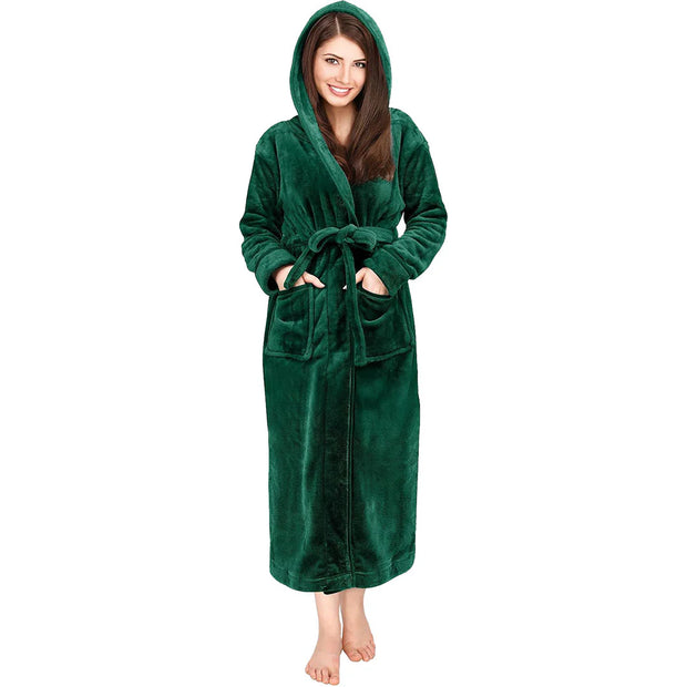 Luxury Unisex Fleece Bath Robe with Slippers - Emerald - UBR05