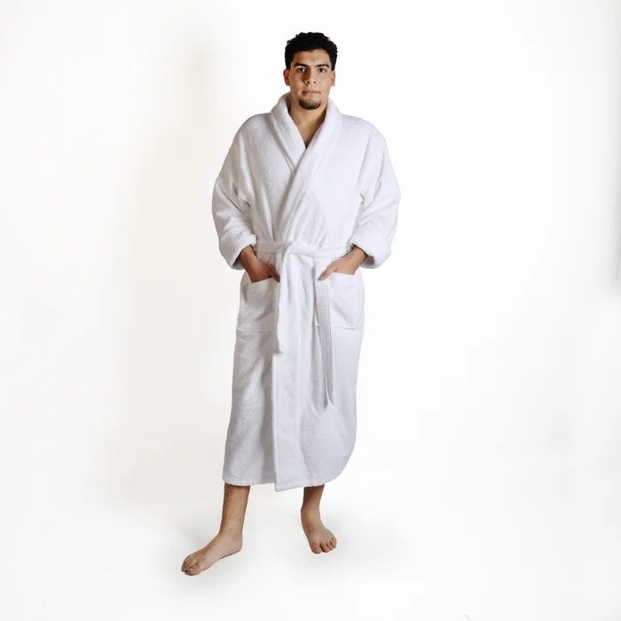 Unisex Cotton Bath Robe - White - UBR01