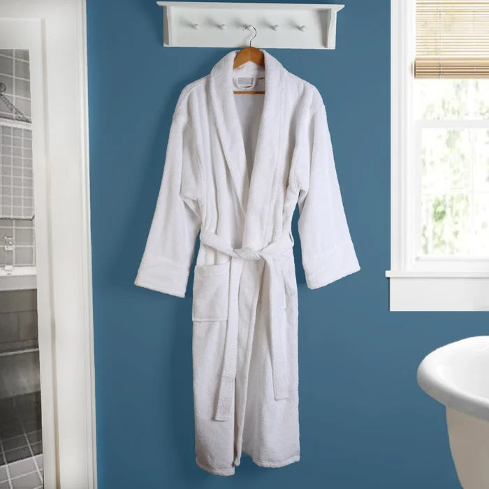 Unisex Cotton Bath Robe - White - UBR01