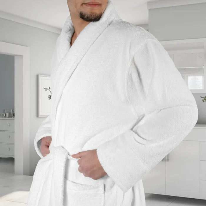 Unisex Cotton Bath Robe - White - UBR01