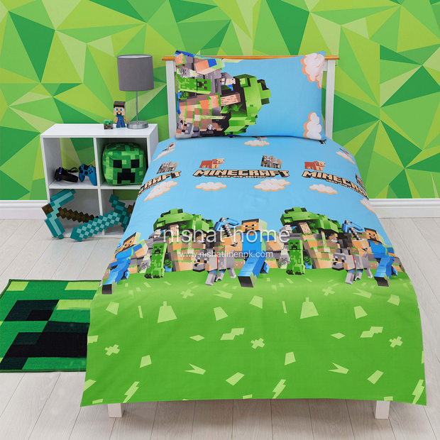 Divine Pure Cotton Kids Bed Sheet - Minecraft- Single - DSB130