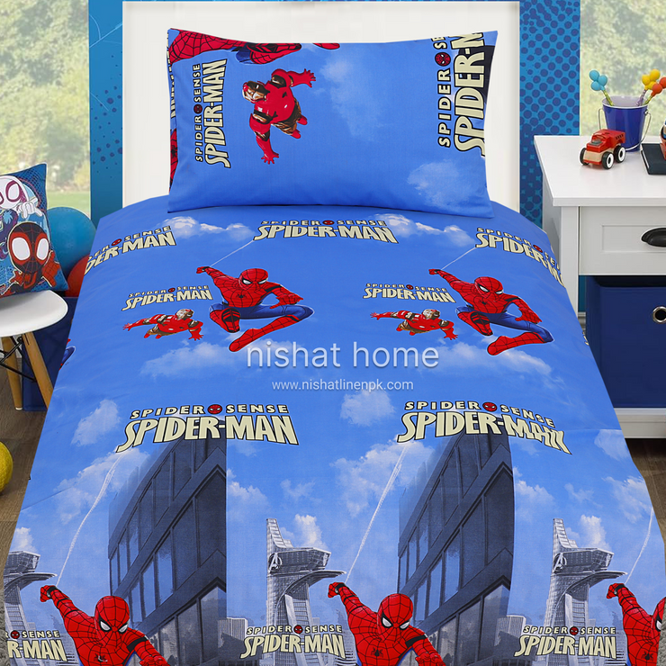 Divine Pure Cotton Kids Bed Sheet - spiderman- Single - DSB137