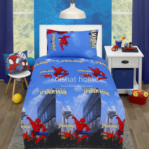 Divine Pure Cotton Kids Bed Sheet - spiderman- Single - DSB137