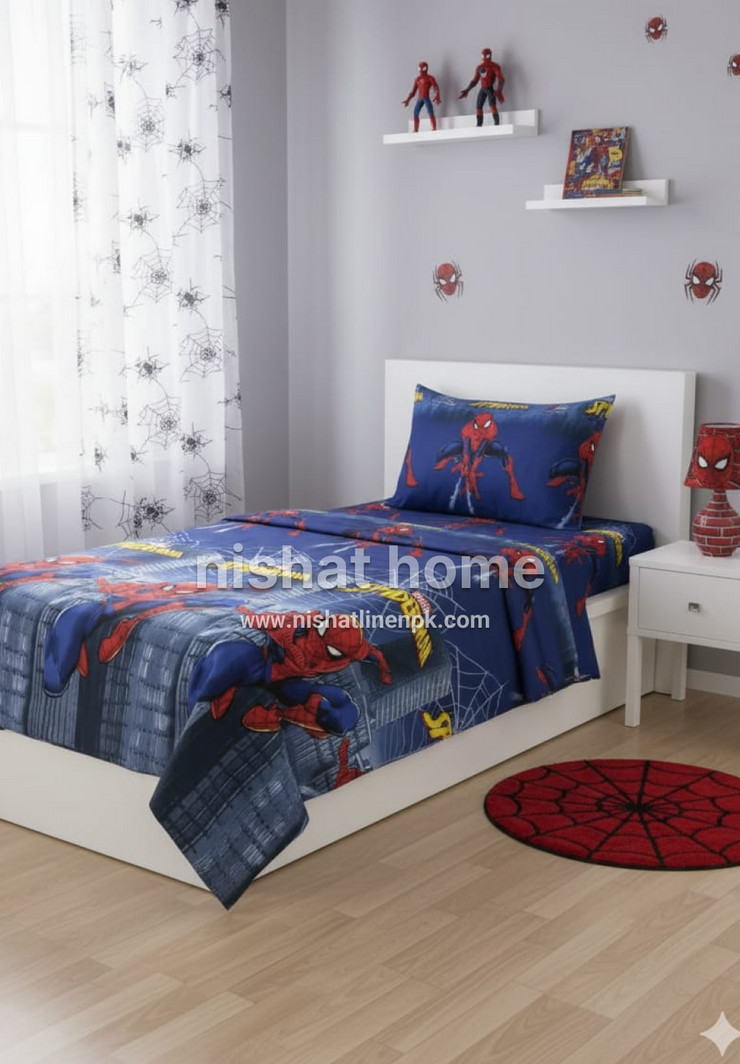 Divine Pure Cotton Kids Bed Sheet -spiderman- Single - DSB150