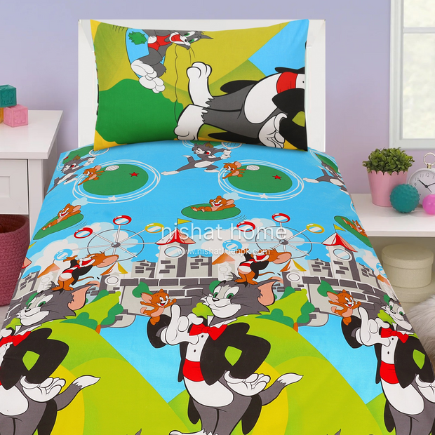 Divine Pure Cotton Kids Bed Sheet - Tom&jerrry- Single - DSB134