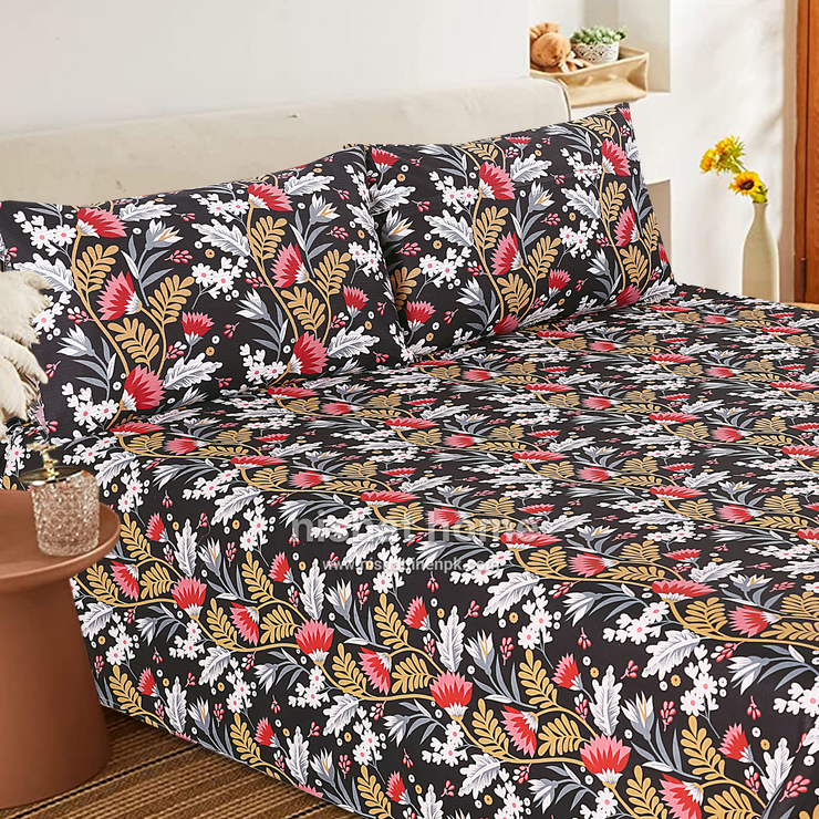 Divine Pure Cotton Bed Sheet - King - 3pcs - DBS295