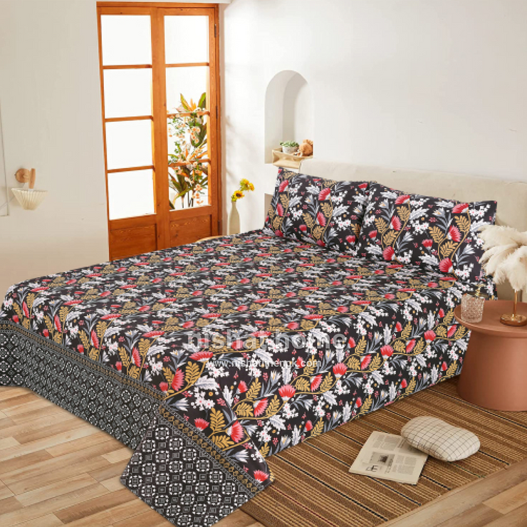 Divine Pure Cotton Bed Sheet - King - 3pcs - DBS295