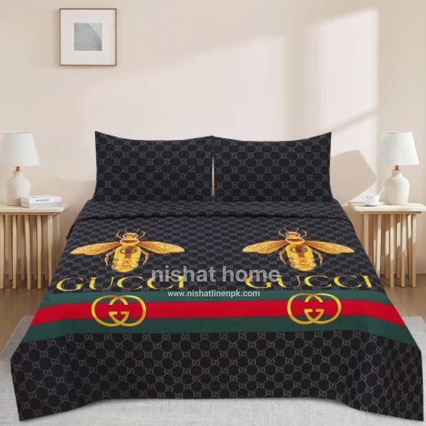 Divine Pure Cotton Bed Sheet - King - 3pcs - DBS302