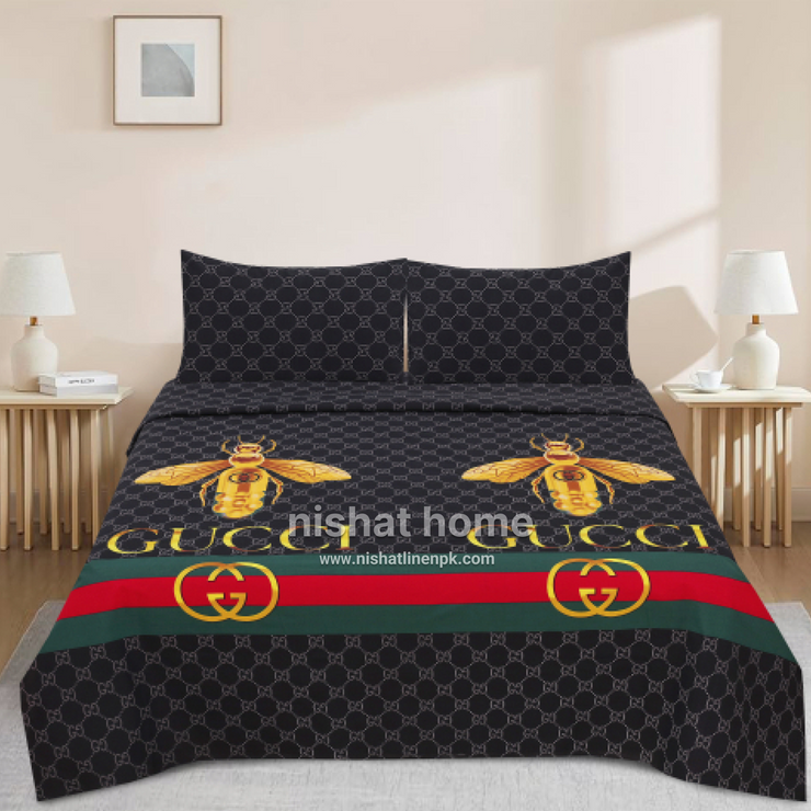 Divine Pure Cotton Bed Sheet - King - 3pcs - DBS302