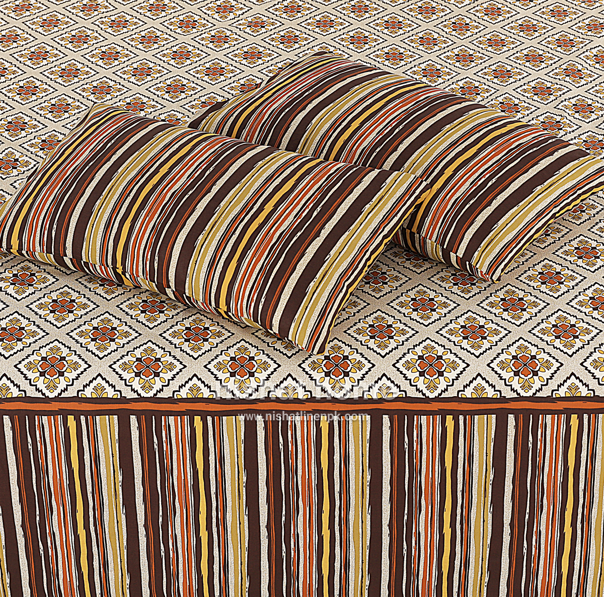 Divine Pure Cotton Bed Sheet - King - 3pcs - DBS317