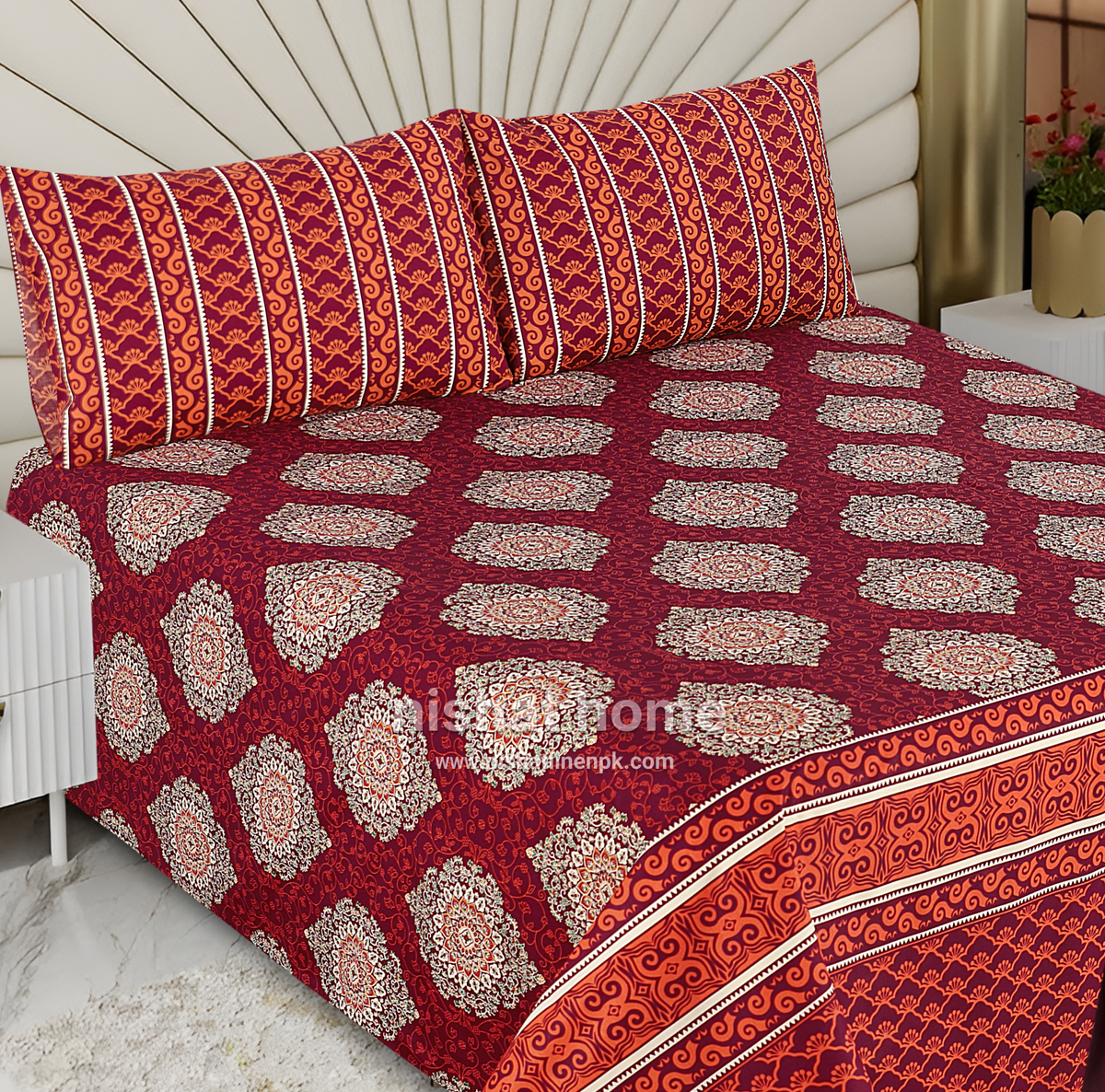 Divine Pure Cotton Bed Sheet - King - 3pcs - DBS332
