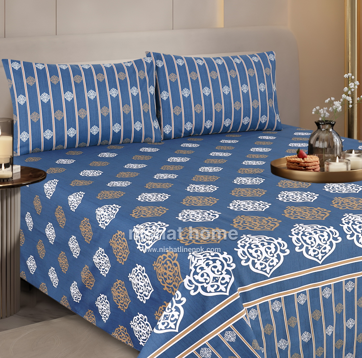 Divine Pure Cotton Bed Sheet - King - 3pcs - DBS334