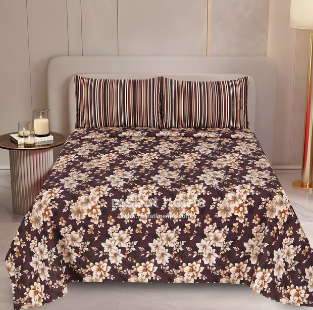 Divine Pure Cotton Bed Sheet - King - 3pcs - DBS336