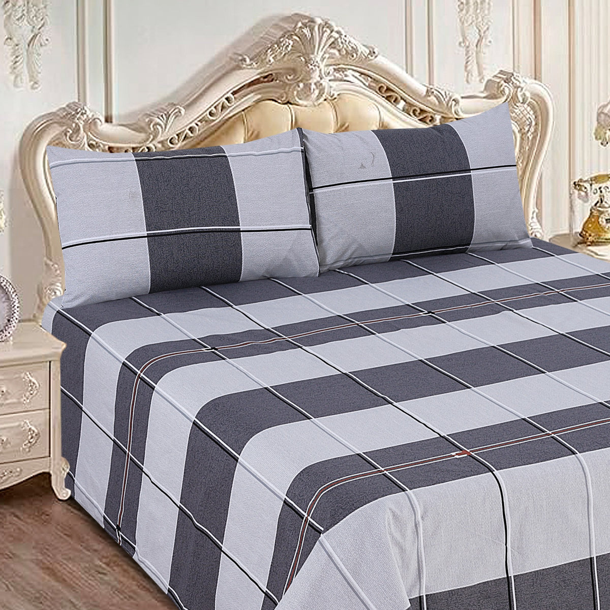 Divine Pure Cotton Bed Sheet - King - 3pcs - DBS151