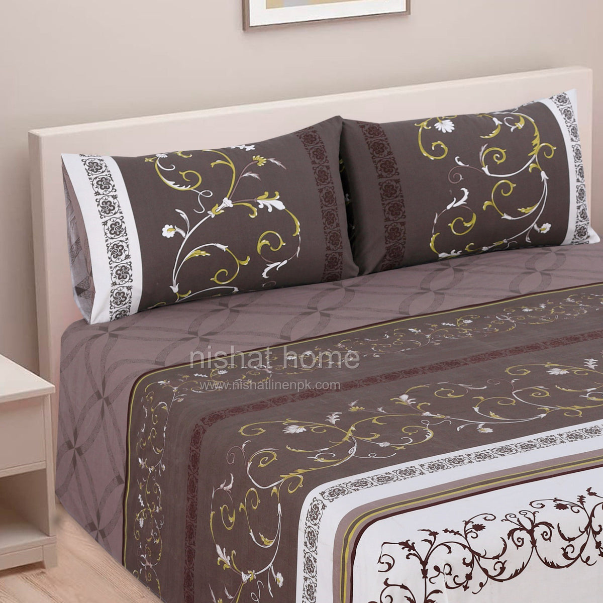 Divine Pure Cotton Bed Sheet - King - 3pcs - DBS196