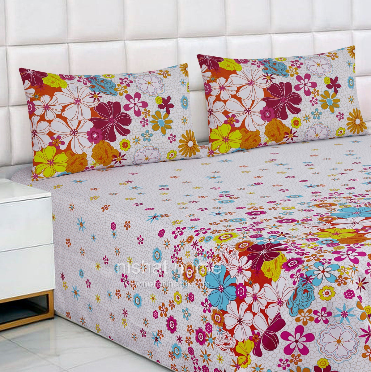 Divine Pure Cotton Bed Sheet - King - 3pcs - DBS215