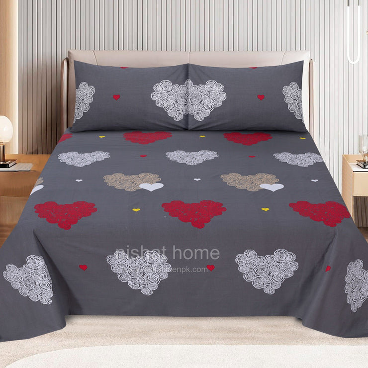 Divine Pure Cotton Bed Sheet - King - 3pcs - DBS252