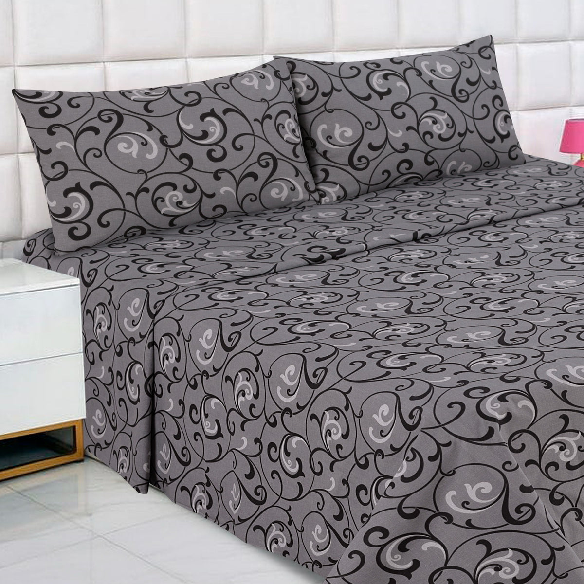 Divine Pure Cotton Bed Sheet - King - 3pcs - DBS255