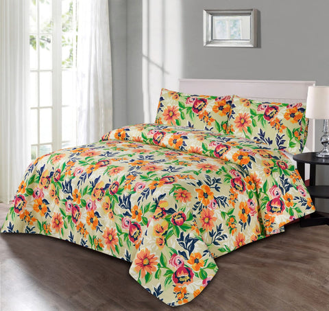 Divine Pure Cotton Bed Sheet - King - 3pcs - DBS267
