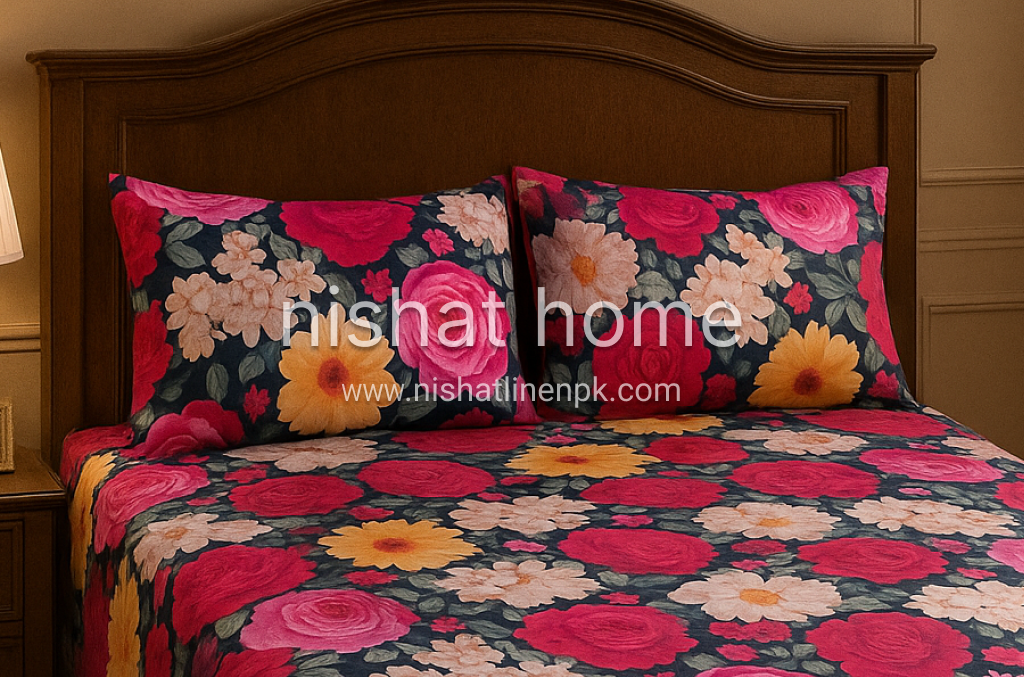 Royal Pure Cotton Printed Bed Sheet - King - 3pcs - RPB27