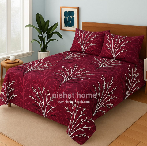 Royal Pure Cotton Printed Fitted Bed Sheet - King - 3pcs - RPF10