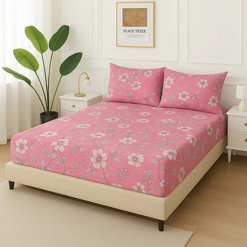 Royal Pure Cotton Printed Fitted Bed Sheet - King - 3pcs - RPF22
