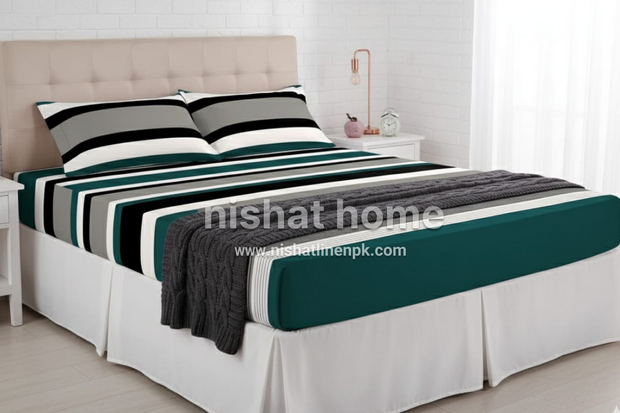 Royal Pure Cotton Printed Fitted Bed Sheet - King - 3pcs - RPF36