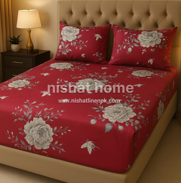 Royal Pure Cotton Printed Fitted Bed Sheet - King - 3pcs - RPF56