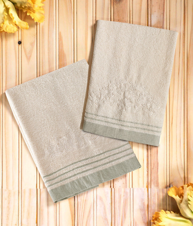 Export Quality Pure Cotton Bath Towel Set - Floral - ET18