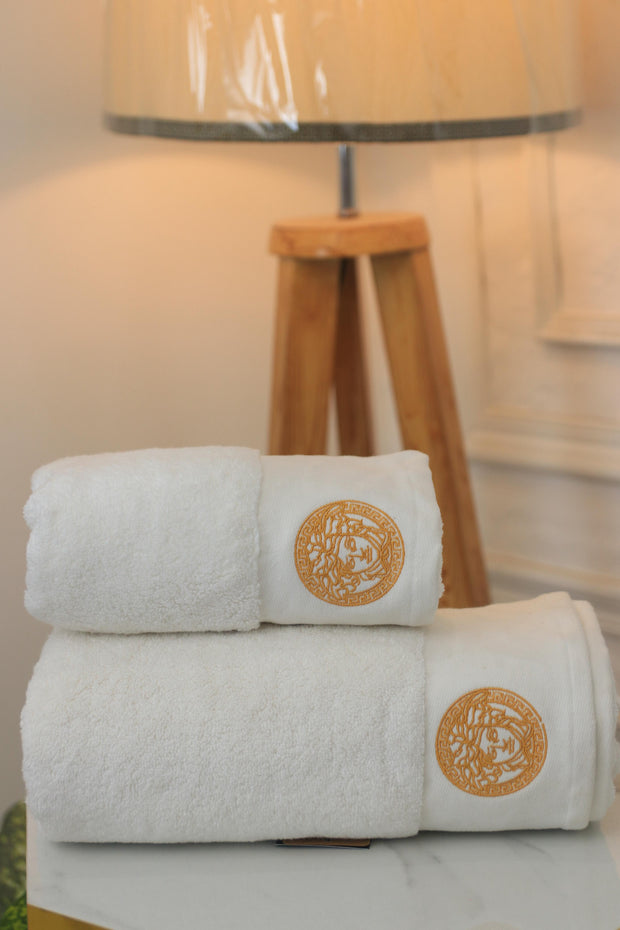 Export Quality Pure Cotton Bath Towel Set - Versace - 2pcs - ET17