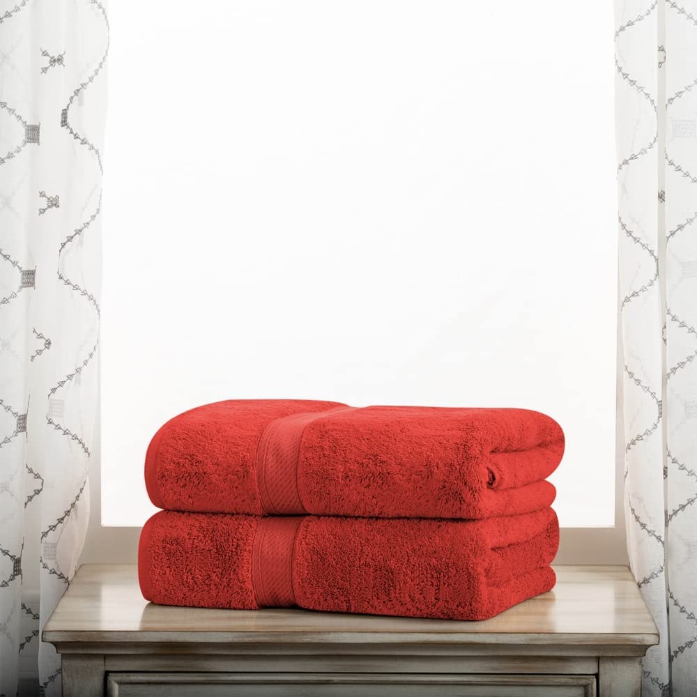 Export Quality Pure Cotton Bath Towel - Red - ET07